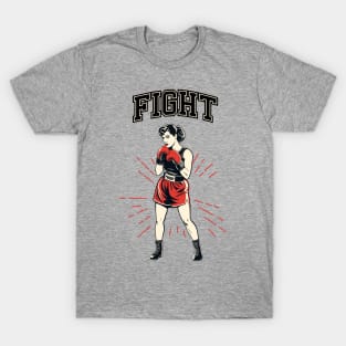 Fight! Retro Woman Boxer T-Shirt